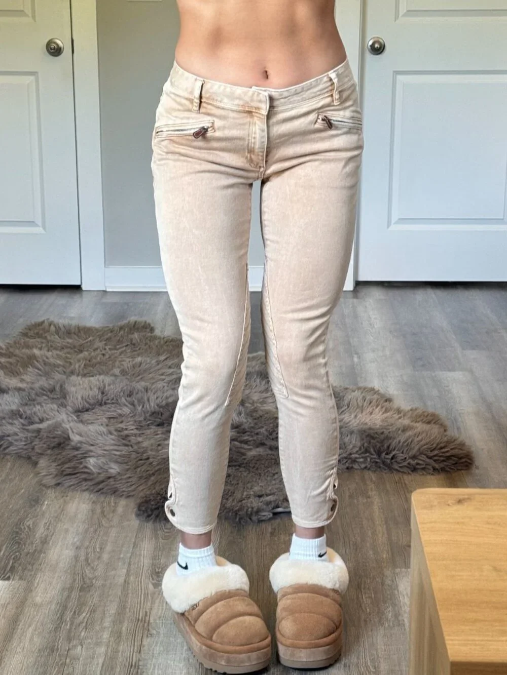 Vtg Ralph Lauren Sport Mid Rise Horse Riding Ankle Pants Womens 28 Tan Preppy